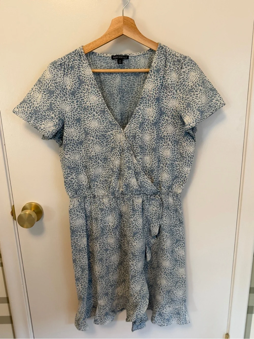 J. Crew Light Blue Floral Wrap-Style Midi Dress